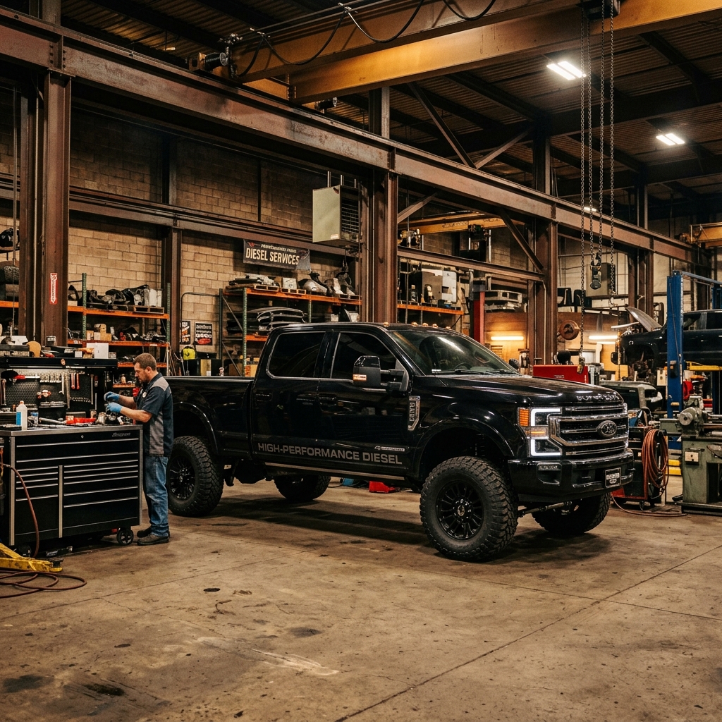 Camion diesel de la communauté UFDP en atelier